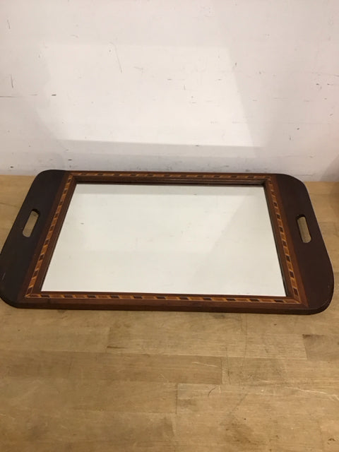 21"x13" Wooden Mirrored Tray