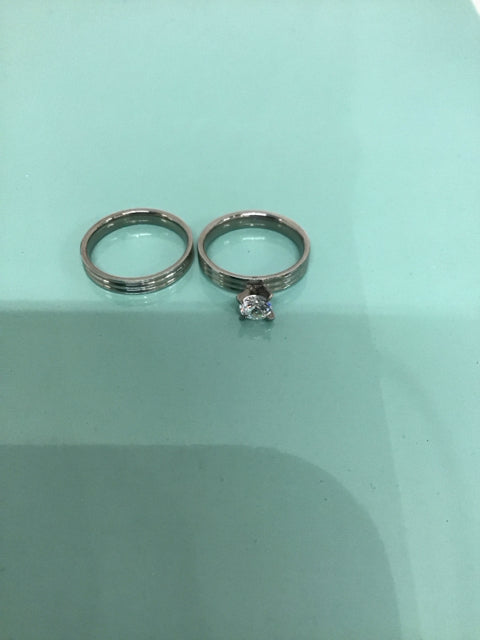 Silvertone CZ Ring Set