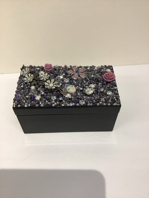 8x4.5 Black Lacker Box w/Decoupage Decor
