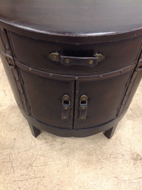 Faux Leather Demi Console Cabinet