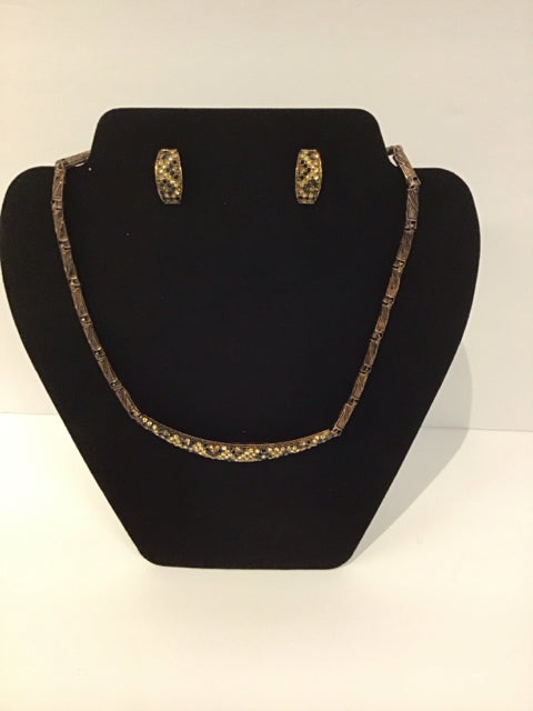 Snake-Pave Collar Necklace w/Earrings