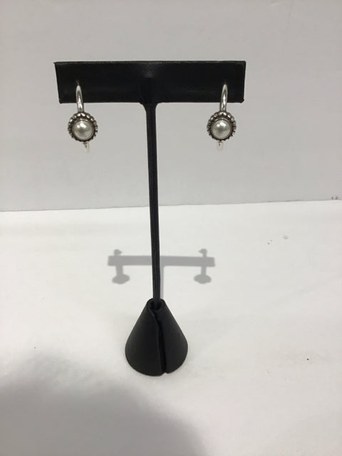 Silver Faux Pearl Earrings