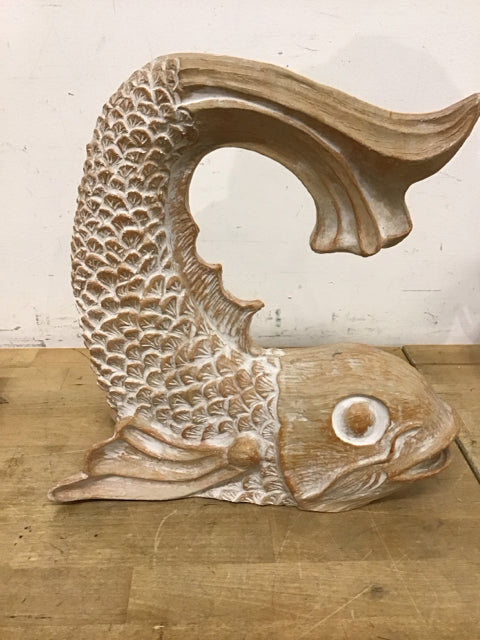 12"x11" Beige & Cream Resin Koi Fish