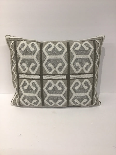 Silver/Grey Stitched Geometric Pillow