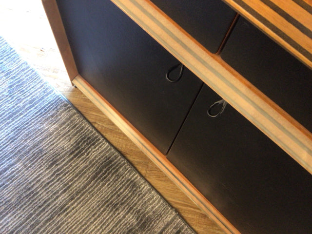 AS-IS Wood & Leather Wrapped Credenza