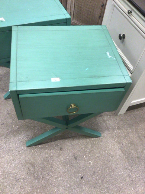AS-IS Safavieh Green Wood One Drawer Nightstand(Top Dmg/Knicks)