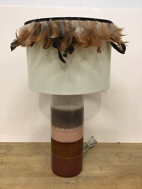 Grey/Brown Peach Glaze Ceramic Column Lamp