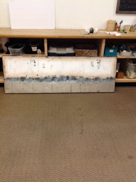 72x24 Tan w/Blue Stripe Abstract Mixed Media Canvas