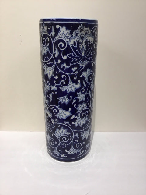 20" Blue/White Painted Umbrella Stand
