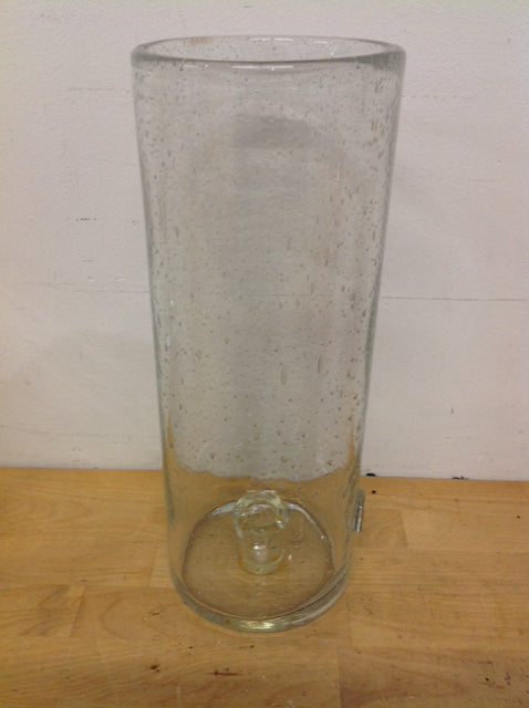 Candle Holder- 13" Seeded Clear Glass