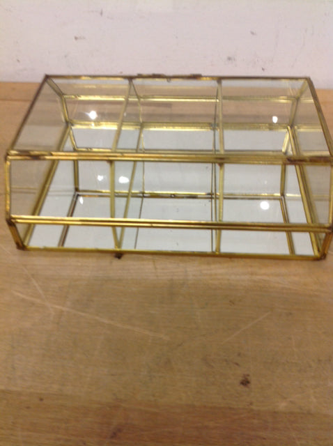 9" Gold Metal & Glass Box