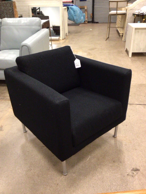 Black Upholstered Square Arm Chair