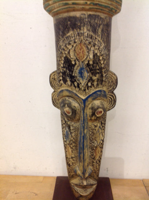 36" Wood Carved  Mask On Stand