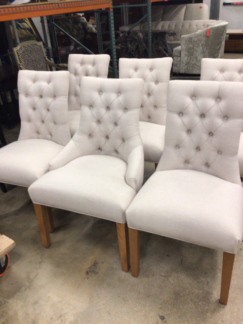 6- Canadel Linen Tufted Dining Chairs