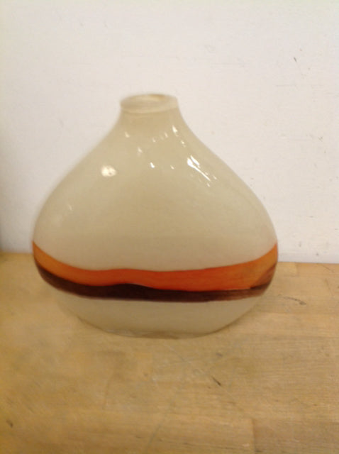 Vase- 12" Tan Brown & Orange Glass