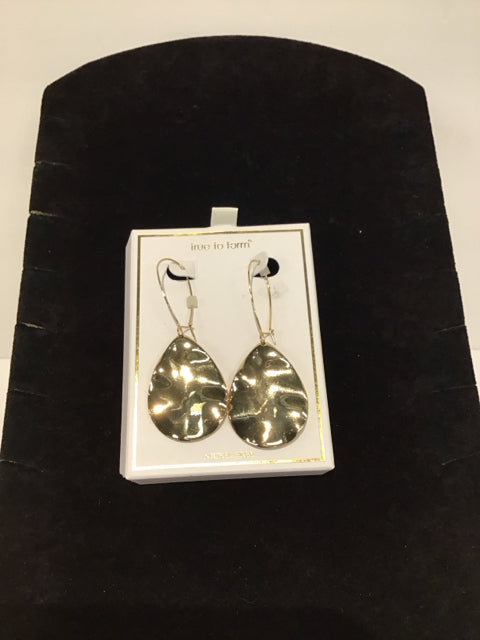 Gold Tone Hammered Dangle Earrings