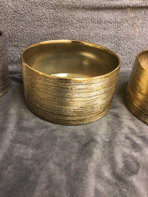 4 1/2 H Round Gold Ceramic Bowl