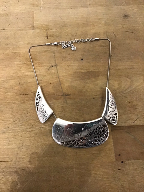 Brighton Silvertone Flower Crystal Necklace