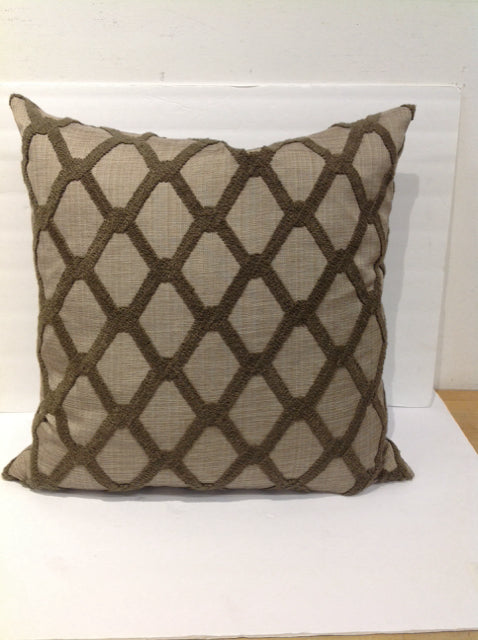 Tan Pillow w/Brown Chenille Design