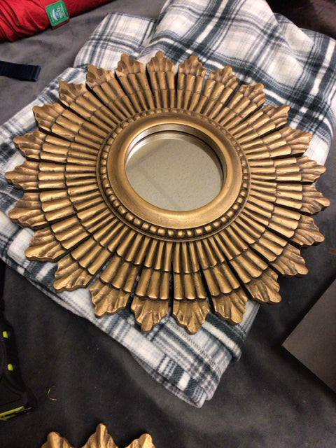 13" Sunburst Gold Framed Mirror