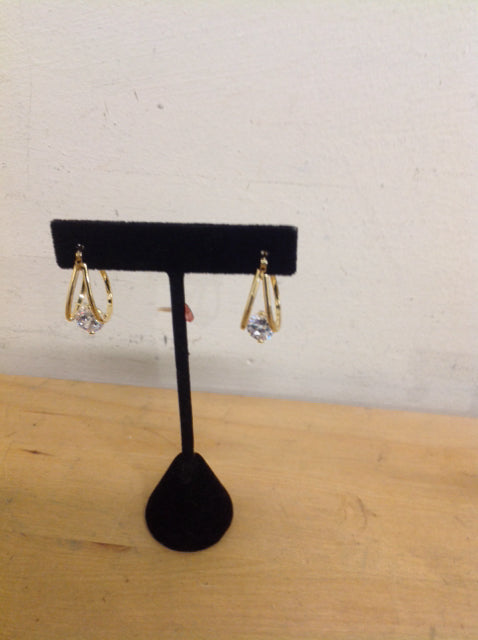 Earrings- Gold Floating Diamond