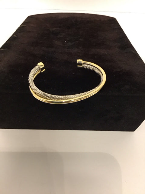 Yurman Style Gold/Silver Twist Cuff Bracelet