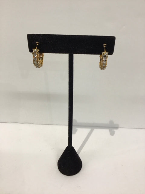 Tiffany Style Gold/Crystal Hoop Earrings