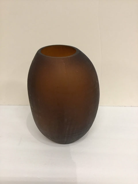 11" Etched Amber Glass Vase