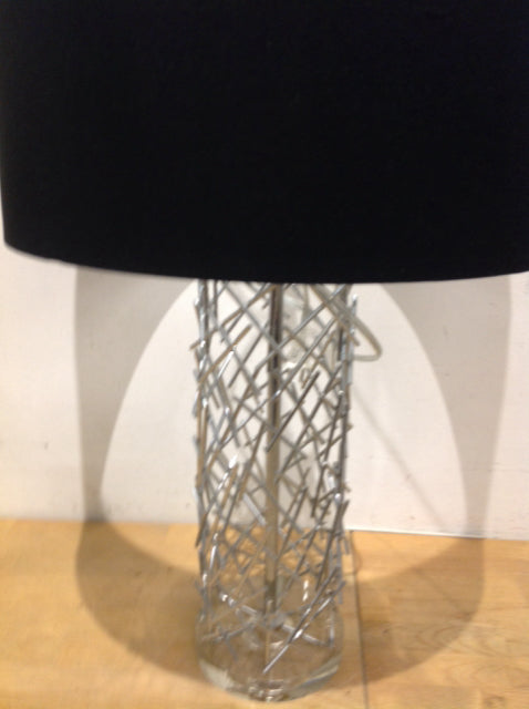 26" Silver Metal Abstract Lamp