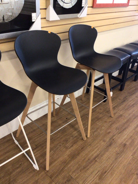 Pair Of Bo Concepts Adelaide Black/Oak Bar Stools