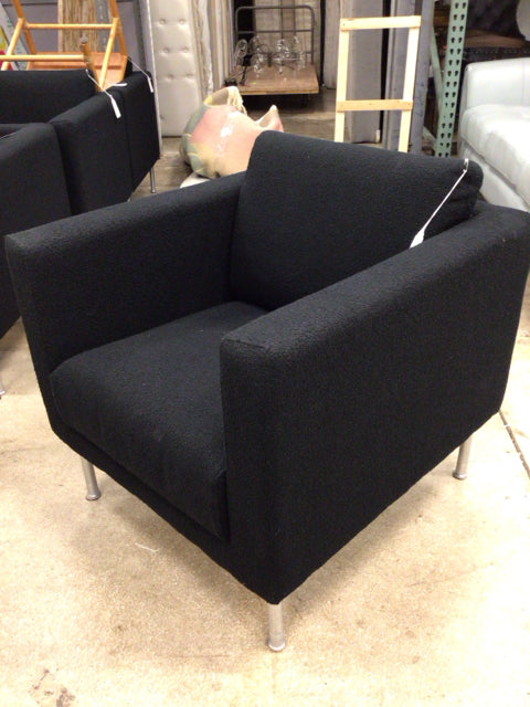 Black Upholstered Square Arm Chair