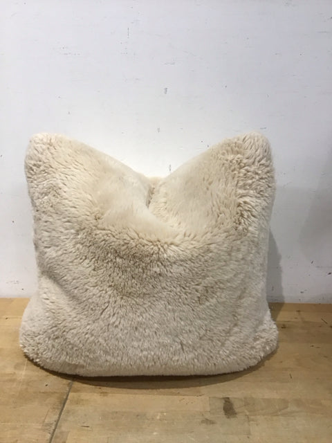 22" Beige Sheeps Wool Pillow