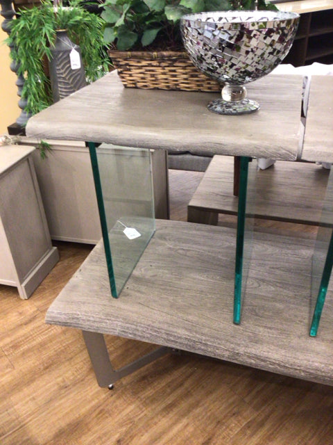 Grey Live Edge/Glass Base End Table