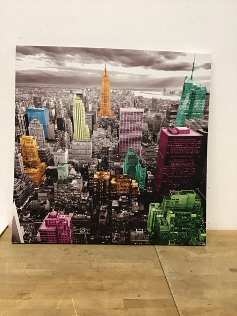 31"Sq NYC in Colors Print on Canvas