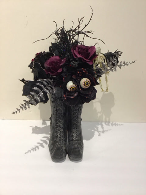 Black/Purple Floral  Halloween Witch's Boots