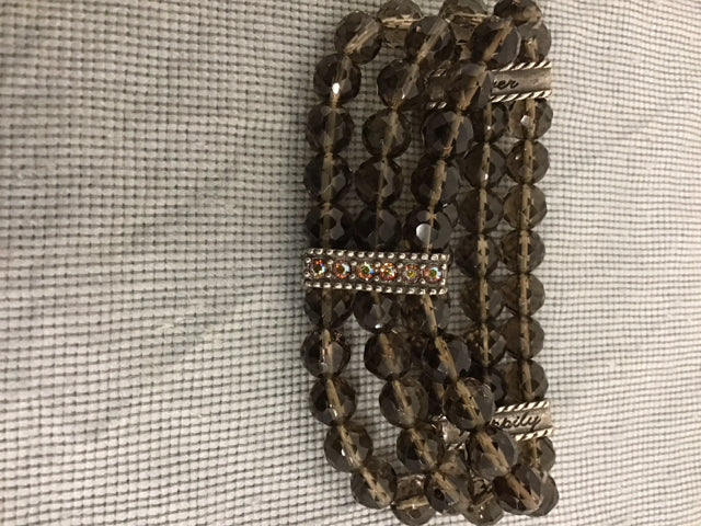 Brown Multi Strand Bead Crystal Bracelet