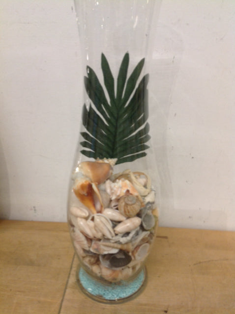 Vase- 23" Glass W Shells