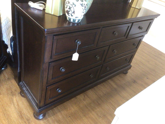 Ashley Furniture Dark Wood Seven Drawer Dresser W/Mirror