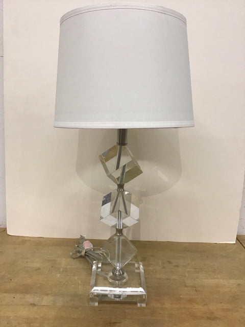 26" Stacked Glass Cubes Lamp w/Shade
