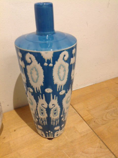 Vase- 15" Blue & White Ceramic