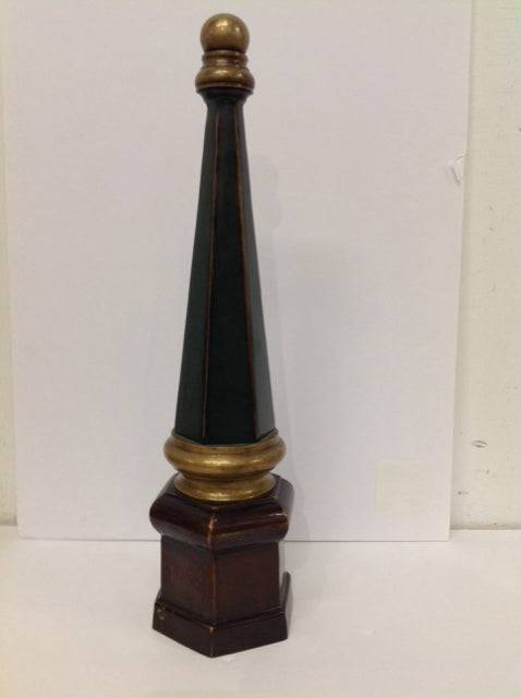21" Green Metal Obelisk
