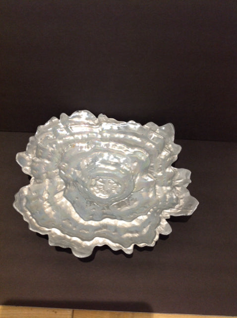 15" Abstract Grey Glass Bowl