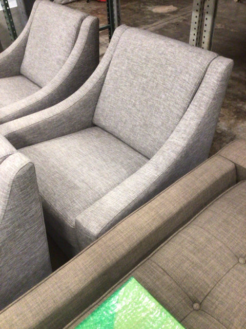 Custom Grey Fabric Slope Arm Chair