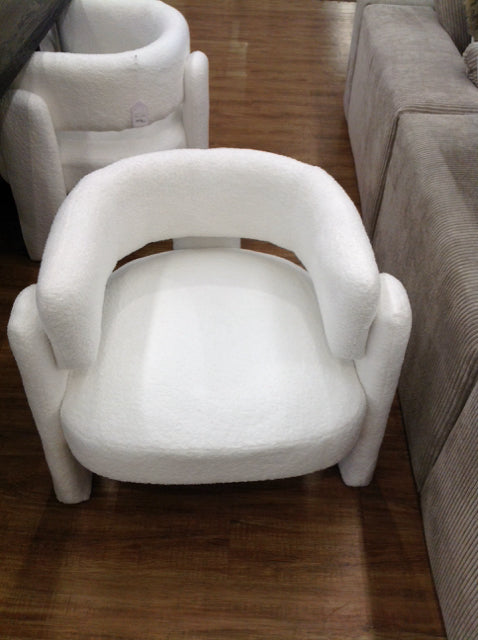 White Boucle Accent Chair