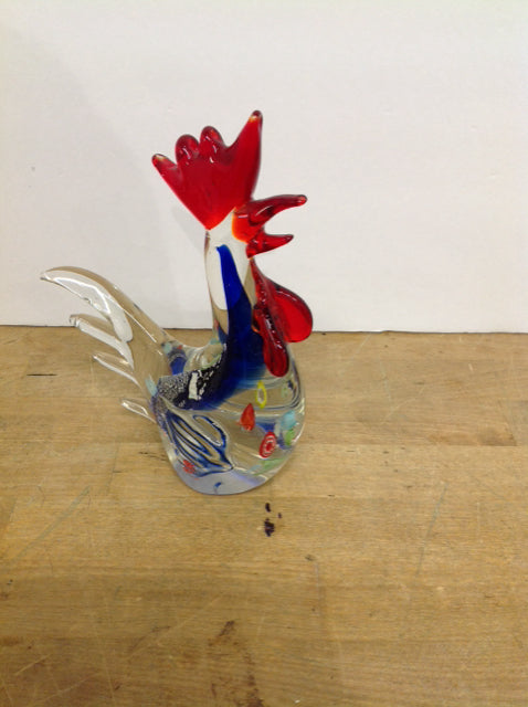 8" Art Deco Glass Rooster