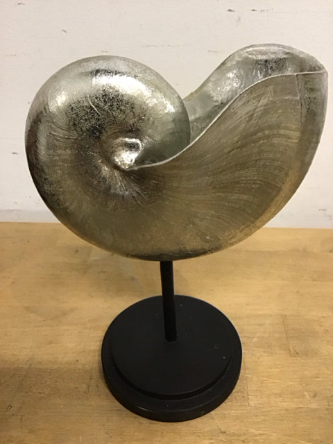 8.5" Silver Metal Nautilus Statue