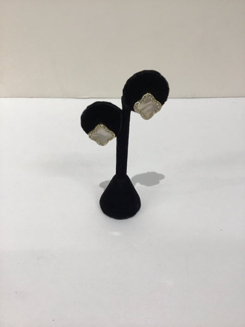 Van Cleef Style MOP/Pave Stud Earrings