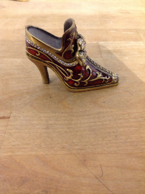 4" Burgandy Gold Rhinestone Shoe Trinket