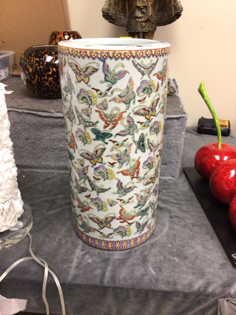 18" Butterfly Painted Ceramic Umbrella Stand