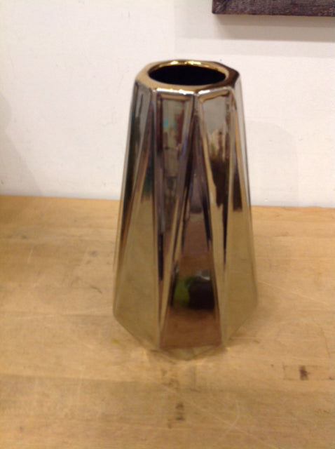 Vase-.11" Silver & Gold Ceramic